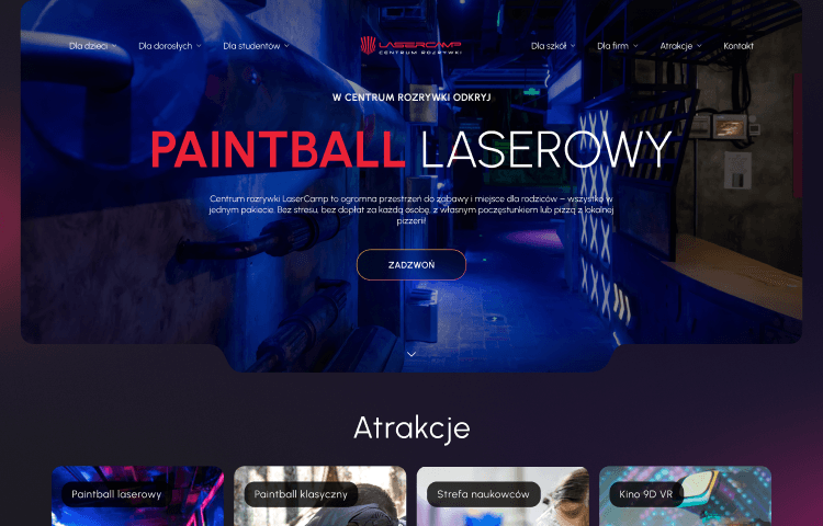 Zdjęcie przedstawiające nową stronę internetową po wdrożeniu lasercamp