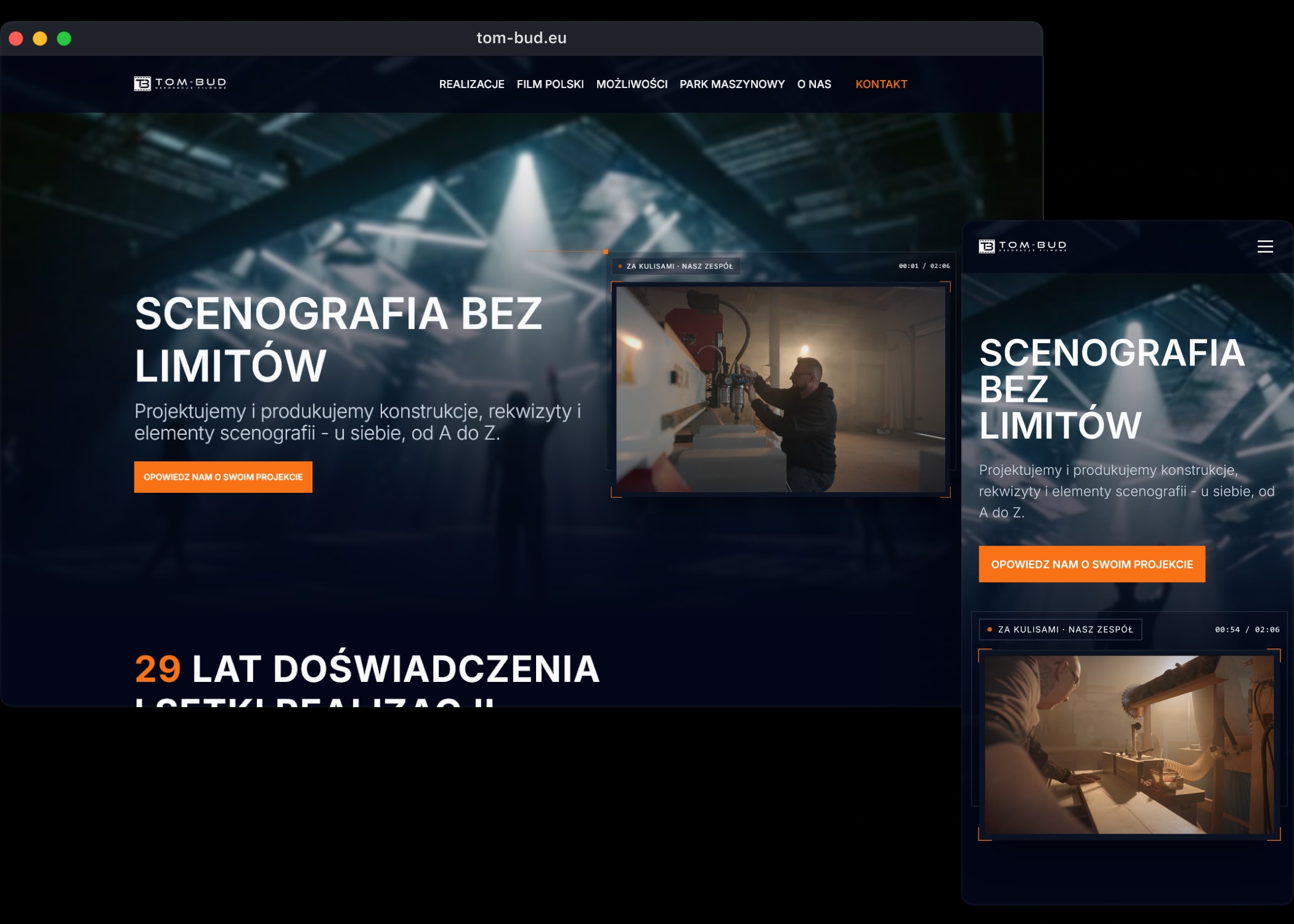 Strona Tom-Bud z portfolio realizacji scenograficznych